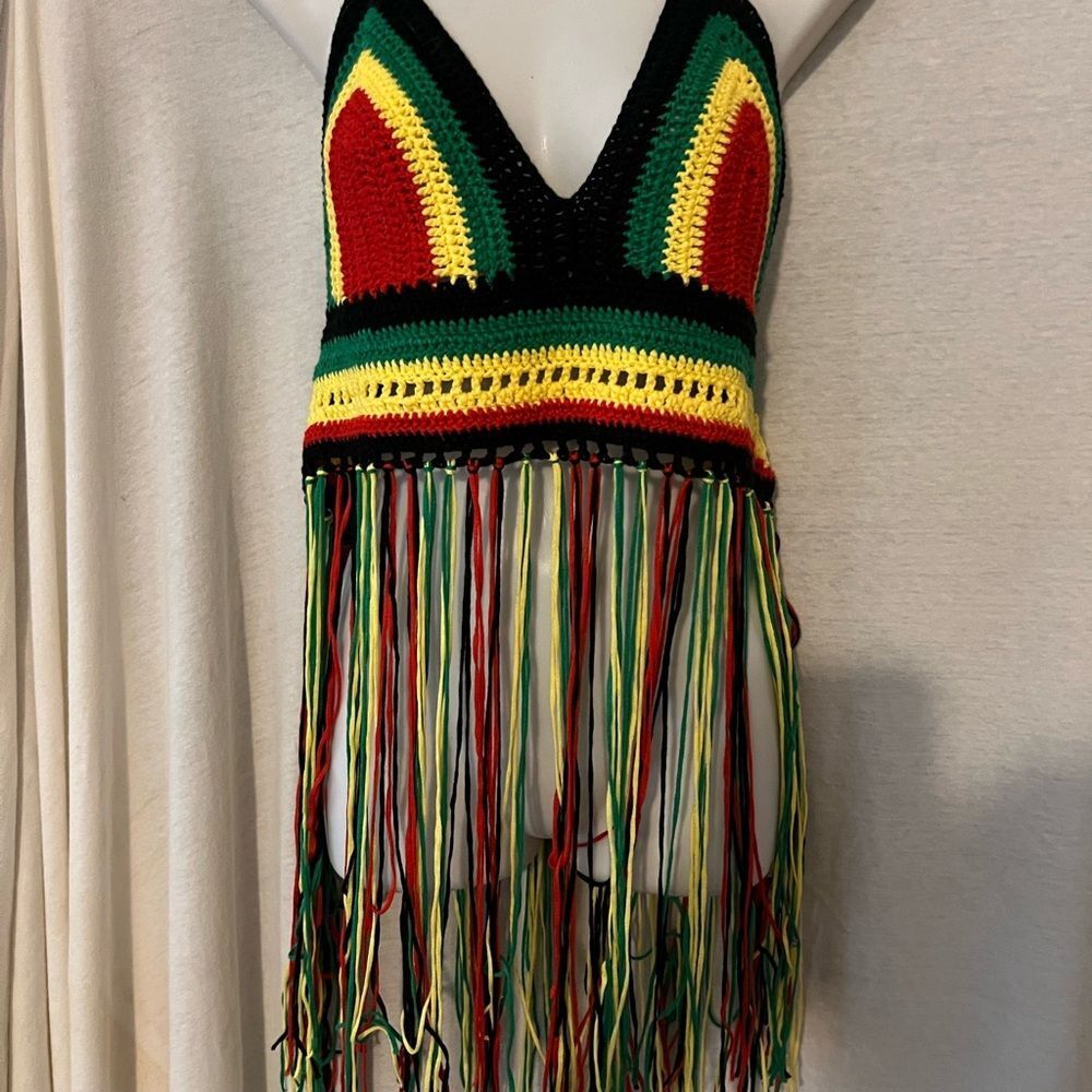 Colorful Crochet Fringe Top